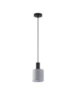 SE21-BL-4-SH2 ADEPT TUBE Black Pendant Grey Fabric Shade+ HOMELIGHTING 77-8512