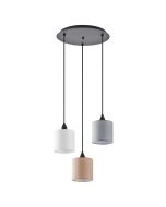 SE21-BL-B10-3BL-SH123 ADEPT FLEX  White, Grey, Brown Fabric Shade Pendant+ HOMELIGHTING 77-8960