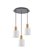 SE21-GM-4-3BL-SH1 ADEPT TUBE Gold Matt Pendant White Fabric Shade+ HOMELIGHTING 77-8600