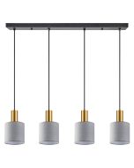SE21-GM-4-4BL-SH2 ADEPT TUBE Gold Matt Pendant Grey Fabric Shade+ HOMELIGHTING 77-8609