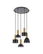 SE21-GM-4-5BL-MS123 ADEPT FLEX Gold Matt Pendant Black Metal Shade+ HOMELIGHTING 77-8941