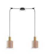 SE21-GM-4-BL2-SH3 ADEPT TUBE Gold Matt Pendant Brown Fabric Shade+ HOMELIGHTING 77-8613