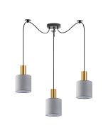 SE21-GM-4-BL3-SH2 ADEPT TUBE Gold Matt Pendant Grey Fabric Shade+ HOMELIGHTING 77-8605