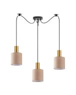 SE21-GM-4-BL3-SH3 ADEPT TUBE Gold Matt Pendant Brown Fabric Shade+ HOMELIGHTING 77-8612