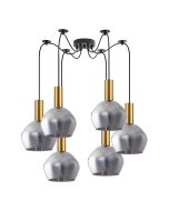 SE21-GM-4-BL6-GL2 ADEPT TUBE Gold Matt Pendant Smoked Glass+ HOMELIGHTING 77-8582
