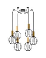 SE21-GM-4-BL6-GR1 ADEPT TUBE Gold Matt Pendant Black Metal Grid+ HOMELIGHTING 77-8625