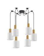 SE21-GM-4-BL6-SH1 ADEPT TUBE Gold Matt Pendant White Fabric Shade+ HOMELIGHTING 77-8597