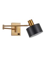 SE21-GM-52-MS1 ADEPT WALL LAMP Gold Matt Wall lamp with Switcher and Black Metal Shade+ HOMELIGHTING 77-8366