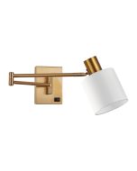 SE21-GM-52-SH1 ADEPT WALL LAMP Gold Matt Wall lamp with Switcher and White Shade+ HOMELIGHTING 77-8364