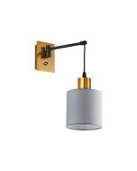 SE21-GM-9-SH1 ADEPT WALL LAMP Gold Matt and Black Metal Wall Lamp Grey Shade+ HOMELIGHTING 77-8355