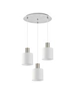 SE21-NM-4-3NM-SH1 ADEPT TUBE Nickel Matt Pendant White Fabric Shade+ HOMELIGHTING 77-8418