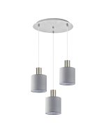 SE21-NM-4-3NM-SH2 ADEPT TUBE Nickel Matt Pendant Grey Fabric Shade+ HOMELIGHTING 77-8425