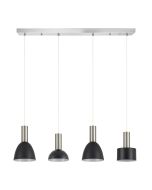 SE21-NM-4-4BL-MS123 ADEPT FLEX Nickel Matt Pendant Black Metal Shade+ HOMELIGHTING 77-8927