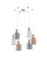 SE21-NM-4-BL6-SH12 ADEPT FLEX Nickel Matt Pendant White, Grey, Brown Fabric Shade+ HOMELIGHTING 77-8933