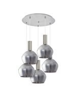 SE21-NM-4-GL2-5NM ADEPT TUBE Nickel Matt Pendant Smoked Glass+ HOMELIGHTING 77-8404