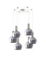 SE21-NM-4-GL2-NM6 ADEPT TUBE Nickel Matt Pendant Smoked Glass+ HOMELIGHTING 77-8400