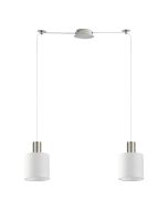SE21-NM-4-NM2-SH1 ADEPT TUBE Nickel Matt Pendant White Fabric Shade+ HOMELIGHTING 77-8417