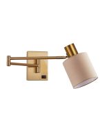 SE21-NM-52-SH3 ADEPT WALL LAMP Gold Matt Wall lamp with Switcher and Brown Shade+ HOMELIGHTING 77-8873