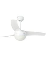 Ανεμιστήρας Οροφής Ø105cm με Φωτισμό,Τηλεχειριστήριο,3 Πτερύγια  Λευκό Ατσάλι-Abs, Γυαλί Οπαλίνα Faro Easy 33415
