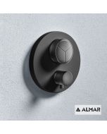 Εξωτερικό τμήμα Θερμοστατικού μίκτη εντοιχισμού 3 εξόδων "PUSH", ALMAR Black Matt E176633-400