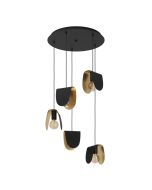 Κρεμαστό Φωτιστικό D50xH150cm Πεντάφωτη Ροζέτα 5xE27 Μαύρο-Χρυσό Eglo Serenara 390183