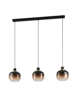 Κρεμαστό Φωτιστικό Μαύρο Τρίφωτη Ράγα 95xH110cm 3xE27 Eglo Oilella 99615