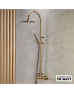 Μπαταρία Ντουζιέρας με Κεφαλή και Κολώνα ρυθμιζόμενου ύψους Slim Vicario Antique Brass 500065-221