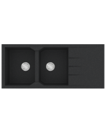 Νεροχύτης Κουζίνας Δύο Γούρνες & Ποδιά 116x50cm Ένθετος Ερμάριο 80cm Sanitec Ultra Granite 800-36-Grafite