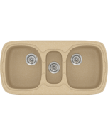 Νεροχύτης Κουζίνας Συνθετικός 97x51cm Ένθετος σε ερμάριο 100cm τρεις γούρνες Sanitec Classic 303-45-Granite-Cappuccino