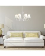 Πολυέλαιος Εξάφωτος Ø72 εκ.Καπέλο Λευκό / Ανάρτηση Λευκή με διακοσμητικά κρύσταλλα Viokef Patricia 4164200