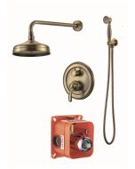 Σετ Εντοιχισμού Ρετρό 2 Εξόδων Μπρονζέ, Κώδωνας Ø20 εκ., Βραχίονας, Παροχή με Στήριγμα, Σπιράλ & Τηλέφωνο Ravelli 20026