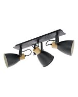 Σποτ Τρίφωτο 670xH240mm 3xE27 Μέταλλο Ανθρακί -Ξύλο Eglo Coswarth 99076