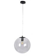 Φωτιστικό Κρεμαστό D30xH120cm 1xE27 Μαύρο-Διάφανο Γυαλί SE 3000-1 BLACK GLOBE CLEAR E3 HOMELIGHTING 77-4479