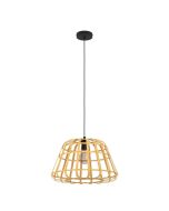 Φωτιστικό Κρεμαστό D50xH150cm 1xE27 Μαύρο-Πλέγμα Ξύλο Φυσικό Eglo Montezuelo 390151