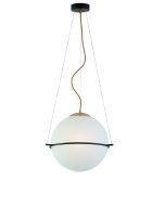 Φωτιστικό Κρεμαστό Ø33 cm Μονόφωτο  Γυαλί Οπάλ Ματ / Ανάρτηση Μαύρη Χρυσό /Μαύρο Viokef Ferero 3093800