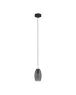 Φωτιστικό Κρεμαστό Μονόφωτο Ø120xH1100mm 1xΕ27 Μαύρο-Brushed Brass-Γυαλί Γκρι Ματ Eglo Batista 3 900507