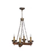 Φωτιστικό Κρεμαστό Ξύλινο με Κεριά Τετράφωτο 4xE14 R-ΚΕΡΙ CROSS CHAIN BRONZE Heronia 30-0076 