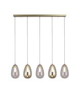 Φωτιστικό Κρεμαστό Ράγα 100xH120cm 5xG9 Χρυσό Ματ-Γυαλί Μελί-Διάφανο Sun Light BORRO-5S-GD