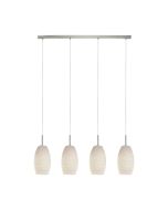 Φωτιστικό Κρεμαστό Τετράφωτο σε Ράγα L1020xH1100mm 4xΕ27 Νίκελ Σατινέ-Γυαλί Eglo Batista 3 97587