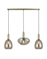 Φωτιστικό Κρεμαστό Τρίφωτη Ράγα L90xH120cm 3xE27 Μέταλλο Χρυσό Ματ, Χειροποίητο Μελί Γυαλί Sun Light ZARON-3S-CH 