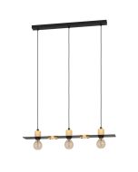 Φωτιστικό Κρεμαστό Τρίφωτο L810xH1100mm 3xE27 Μέταλλο-Ξύλο Μαύρο Καφέ Eglo Bramerton 43752