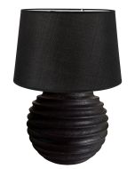 TLI 6333 40 BK ΕΠΙΤΡΑΠΕΖΙΑ ΛΑΜΠΑ ΞΥΛΙΝΗ ΣΤΡΟΓΓΥΛΗ ΜΕ ΡΑΒΔΩΣΕΙΣ & ΑΜΠΑΖΟΥΡ ΜΑΥΡΟ 1ΧΕ27 ARlight 02010039