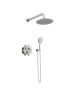 Orabella Terra|Preciosa - Set εντοιχισμού, με θερμοστατική μπαταρία λουτρού 2 σημείων με στρόγγυλλη κεφαλή Φ250, βραχίονα, παροχή/στήριγμα και τηλέφωνο ντουζ με σπιράλ 10288