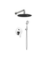 Orabella VK - Shower set εντοιχισμού με Μπαταρία λουτρού, εντοιχισμού 2 σημείων, κεφαλή Φ250 με βραχίονα και τηλέφωνο ντουζ με σπιράλ και επιτοίχειο στήριγμα 10298