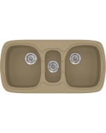 Νεροχύτης Κουζίνας Συνθετικός 97x51cm Ένθετος σε ερμάριο 100cm τρεις γούρνες Sanitec Classic 303-15-Metallic-Cream