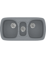 Νεροχύτης Κουζίνας Συνθετικός 97x51cm Ένθετος σε ερμάριο 100cm τρεις γούρνες Sanitec Classic 303-17-Metallic-Silver