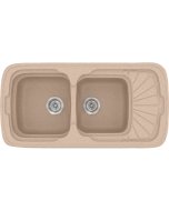 Νεροχύτης Κουζίνας Συνθετικός 96*51 εκ. Ένθετος σε ερμάριο 80 εκ. Δύο γούρνες & Ποδιά Sanitec Classic 304