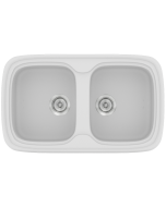 Νεροχύτης Κουζίνας Συνθετικός 82x50 εκ.2 Γούρνες White Ένθετος Eρμάριο 80 εκ.Sanitec Premium 312-00