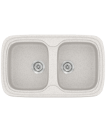 Νεροχύτης Κουζίνας Συνθετικός 82*50 εκ.2 Γούρνες Metallic Ice Ένθετος Eρμάριο 80 εκ.Sanitec Premium 312-14