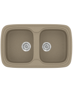 Νεροχύτης Κουζίνας Συνθετικός 82x50 εκ.2 Γούρνες Granite Taupe Ένθετος Eρμάριο 80 εκ.Sanitec Premium 312-42